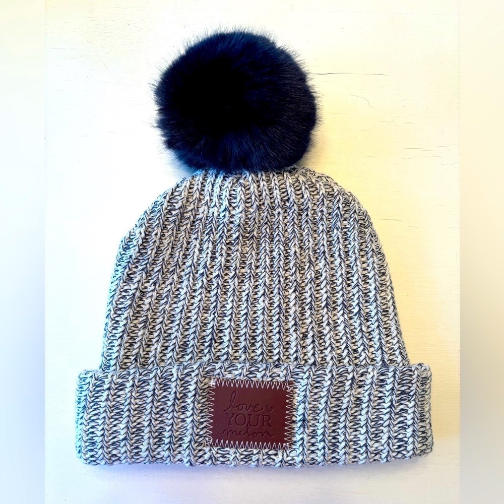 Love Your Melon Navy Speckled Pom Hat